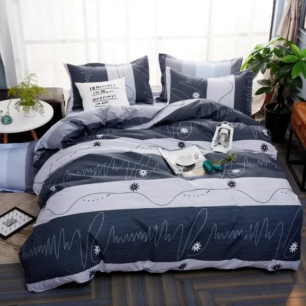 Bohon Paisley Duvet Cover Set Black White Print 3pcs Bedding Sets Luxury Pillow Case Queen and King Size Cotton Bedding Sets - Image 3